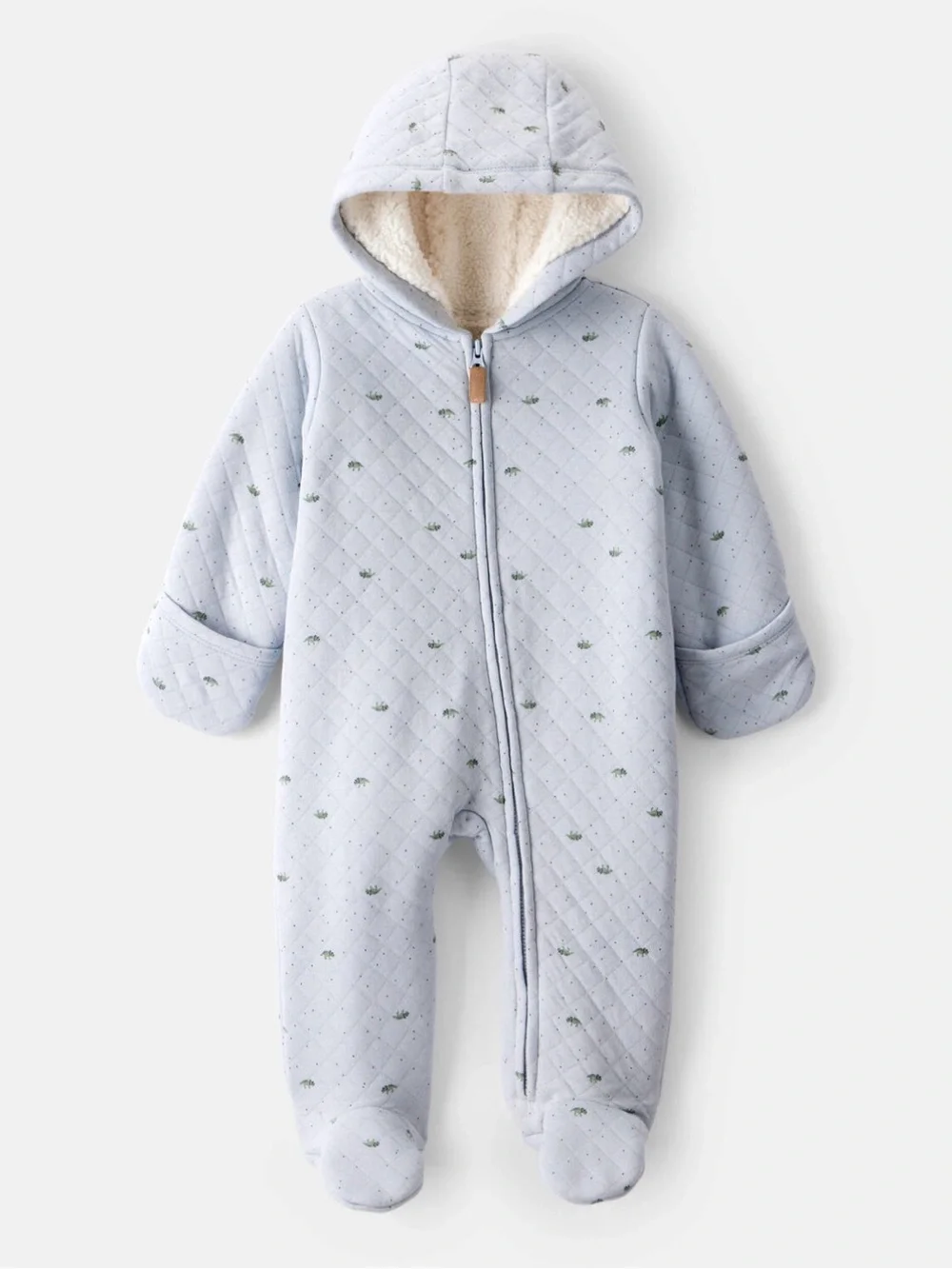 Carter’s Baby Boy Dinosaur Print Sherpa-Lined Long-Sleeve Jumpsuit Blue 6 Months